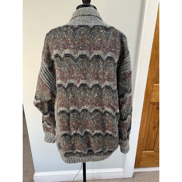 VTG Bramble Lane Women MED Wool Blend Open Cardigan Multi Color Cozy Soft - Picture 2 of 6